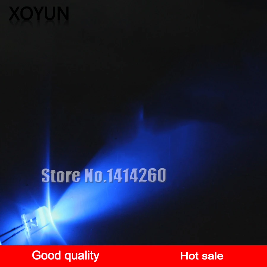 100pcs/lot Long foot 3MM white hair blue led3mm super bright white hair blue led