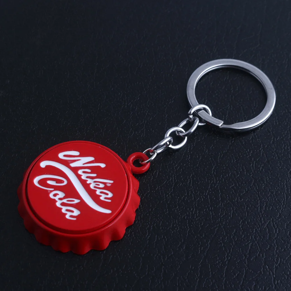 Porte-clés rouge Cola de la série Game pour femmes et hommes, porte-clés de voiture personnalisé, bouchon de bouteille, cadeaux de Noël uniques