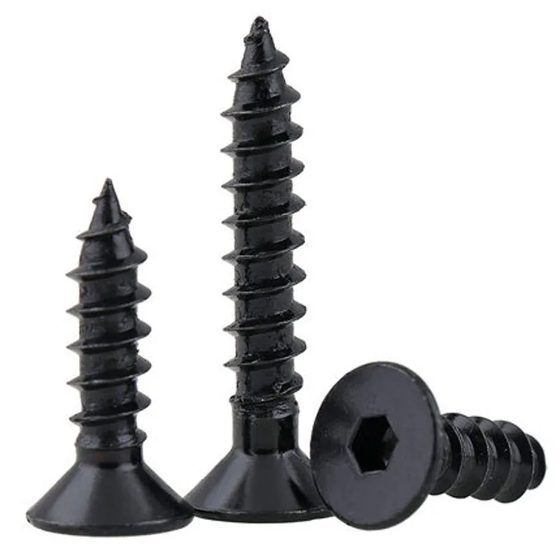 30pcs M4 Black 8.8 High strength countersunk heads Hexagon socket tapping screw Flat head tappings screws 10mm-30mm Length