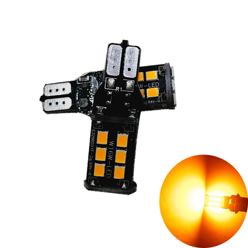 

2 шт. T15 W16W CANBUS 2835 Светодиодный 15 SMD авто резервные лампы стоп-сигнала заднего хода 6500K белый красный янтарь 921 светодиодный лампы