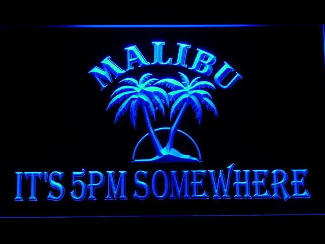 497 It's 5 pm Somewhere Malibu LED Neon Light Signs with On/Off Switch 20+ Colors 5 Sizes to choose