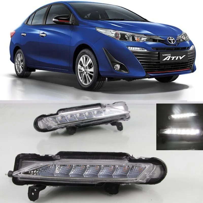 

Car Styling LED Daytime Running Lights for Toyota Yaris / Yaris Ativ 2016 2017 2018 DRL Car Fog Cover Bumper Light