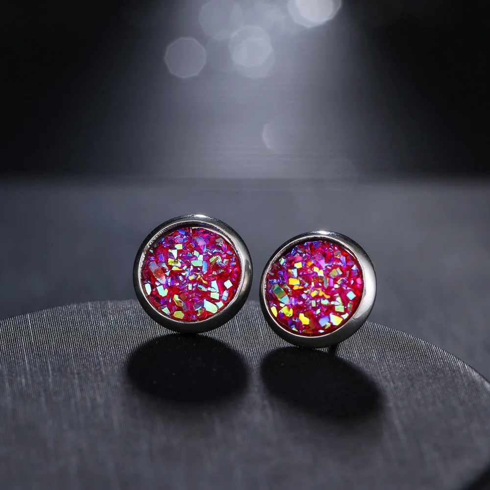 Fashion Silver Color 8mm Stainless Steel Earrings Korean Simple Crystal Stud Earrings For Women Wedding Jewerly Female Brincos