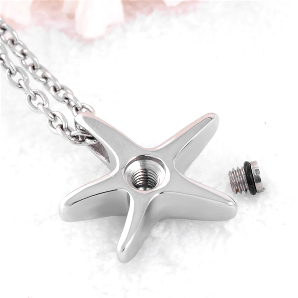 

Star Fish Ashes Holder Keepsake Cremation Urn Necklace Stainless steel Memorial Locket pendant Gift Unisex Design