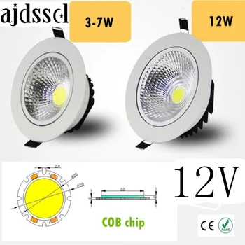 LEDดาวน์ไลท์Super Bright LED SPOTหรี่แสงได้COB 3W 5W 7W 12W LED Spot Light LEDตกแต่งโคมไฟเพดานAC/DC 12V