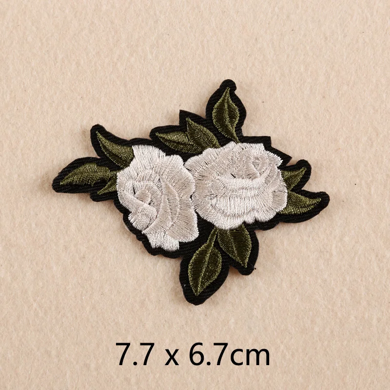 3d flower lily red rose patches embroidered applique iron applications on clothing sticker for clothes embroidery stripes badges