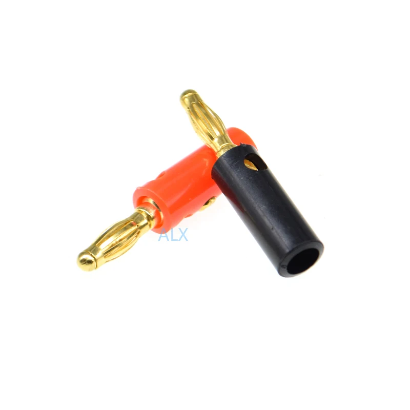 10PCS Gold plated Audio Speaker Wire banana male plug connectors 4MM Jack RED + BLACK Panel Mount Adapter Terminal Binding