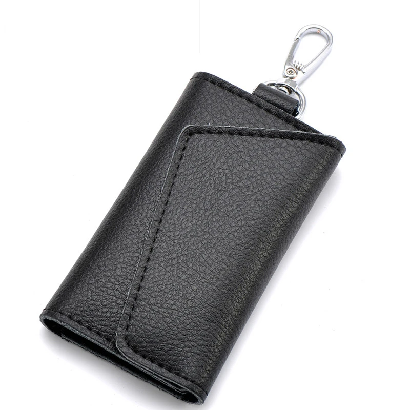 LLavero de cuero genuino para hombre y mujer, bolsa organizadora, billetera para llaves de coche dividida de vaca, funda para llaves de ama de