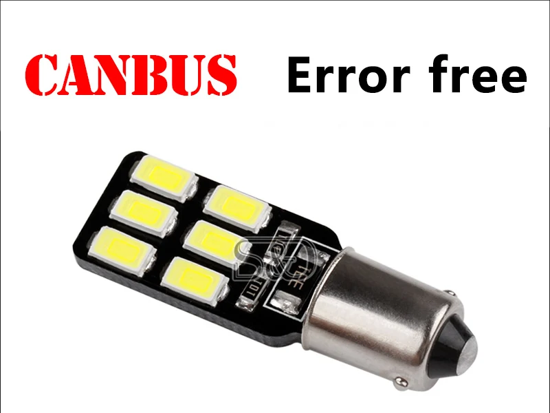 2pcs Car BA9S LED Canbus t4w h6w Error Free Interior Lights Parking License Plate Lights Turn Signal Door Lamp 12V White 6000K