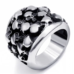 Mens Boys Skulls Ghost Stainless Steel Ring Fashion Wholesale Jewelry Plus Size 9-14