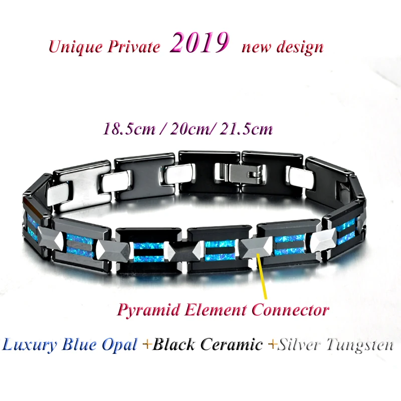 Classic Black Ceramic Blue Opal Tungsten Bracelet For Men and women Charm Bangles Costume Male Men\'s Bracelets Jewelry Man Gift