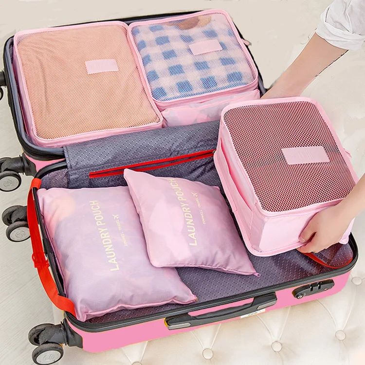 

Wholesale Nylon Packing Cube Travel Bag System Durable 6 Pieces One Set Large Capacity Of Unisex Clothing Sorting Organize Bag