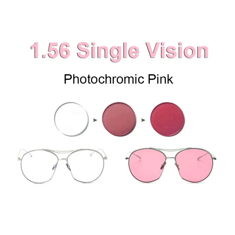 

1.56 Photochromic Pink or Blue or Purple Single Vision Lens SPH Range -8.00~+6.00 Max CLY -6.00 Optical Lenses for Eyewear