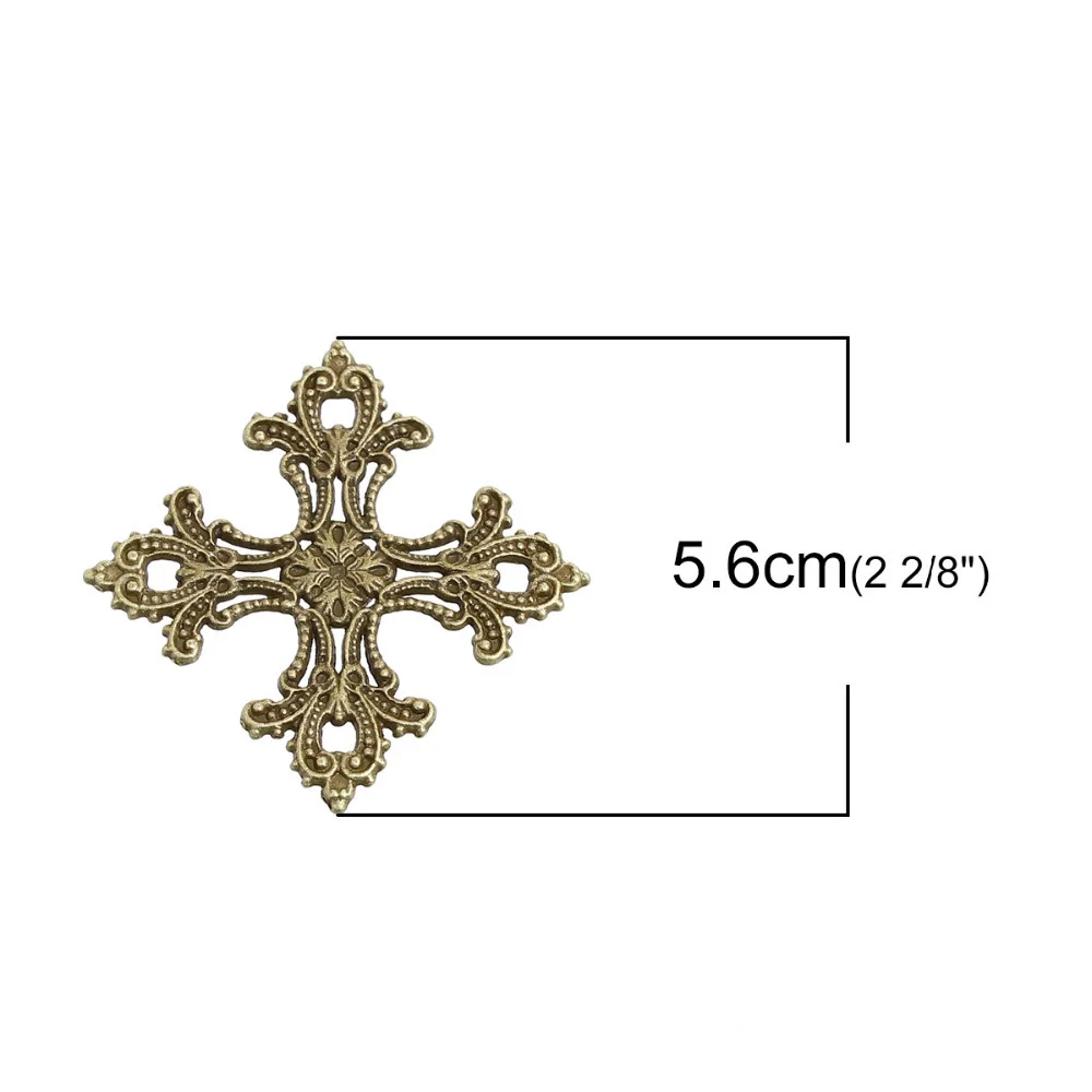 DoreenBeads Zinc Based Alloy Pendants Cross Antique Bronze Filigree Men Women Jewelry 56mm(2 2/8\