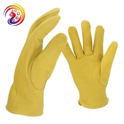 Guantes de trabajo de cuero para hombres, guantes de cuero para jardinería/conducción/Construcción, guantes mecánicos, guantes de piel de oveja