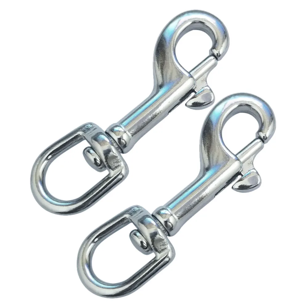 5PCS 316 Stainless Steel 80mm Swivel Eye Snap Hook Dive Single Ended Swivel Eye Bolt Hook Buckle Dog Clip Gear Equipment