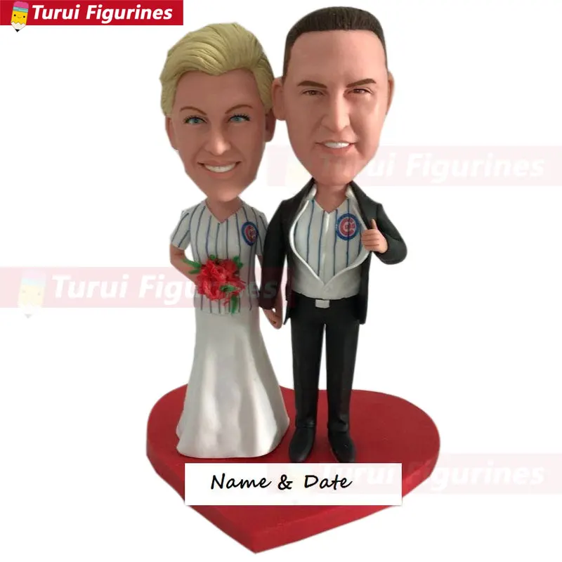 

Cubs Personalized Wedding Cake Topper Bobble Head Cubs Cake Topper for Wedding decorations custom bobblehead figurines dolls