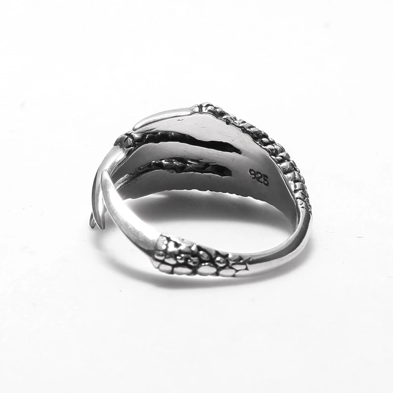 100% Pure 925 Sterling Silver Jewelry Dragon Rings Eagle Claws Vintage Men Signet Ring For Women Boy Friend Christmas Gift 0001