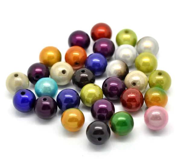 Free Shipping 50pcs 14mm Mixed Miracle Acrylic Round Spacer Beads charm wholesales B15698