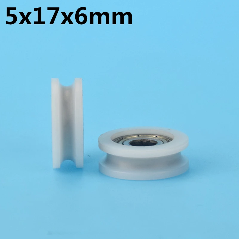 1Pcs 5x17x6 mm U groove Nylon Plastic Wheel With Bearings Doors and windows track