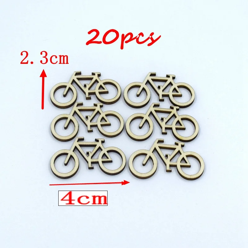 3/20PCS 40mm Wooden Bicycle Bike Cutout Veneers Slices DIY Crafting Ornament For Wedding Engagement Festival Theme Party 1811302