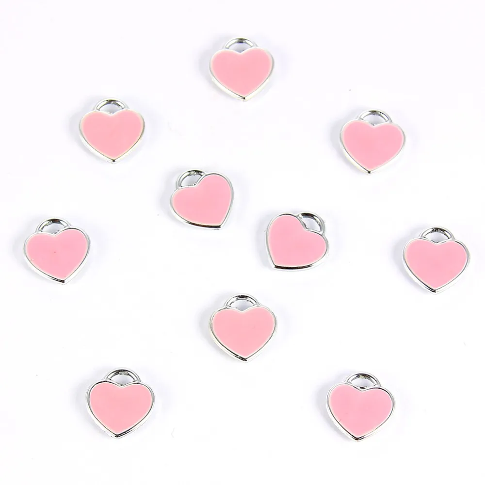 10pcs Black White Pink Red Enamel Charms Heart Charms Pendant for DIY Necklaces Bracelets Jewelry Making Heart Charm Bulk Sale