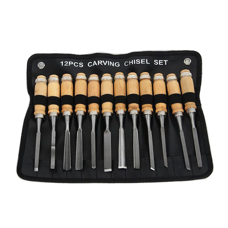 Professional 12pcs/set Wood Carving Tools alloy blade high hardness Craft Engraving Knife kit for Cutting wood Chisel Knives