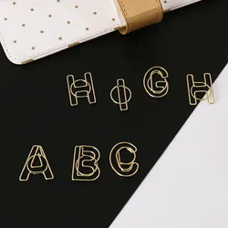 Segnalibri per manuali di modellazione di lettere inglesi dorate Decora graffette per cancelleria carine Graffette decorative in oro Forniture per ufficio