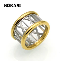 Famous Brand 12mm Wide Roman Numerals Ring Wedding Date Ring Stainless Steel Luxury Jewelry Female Rings For Women