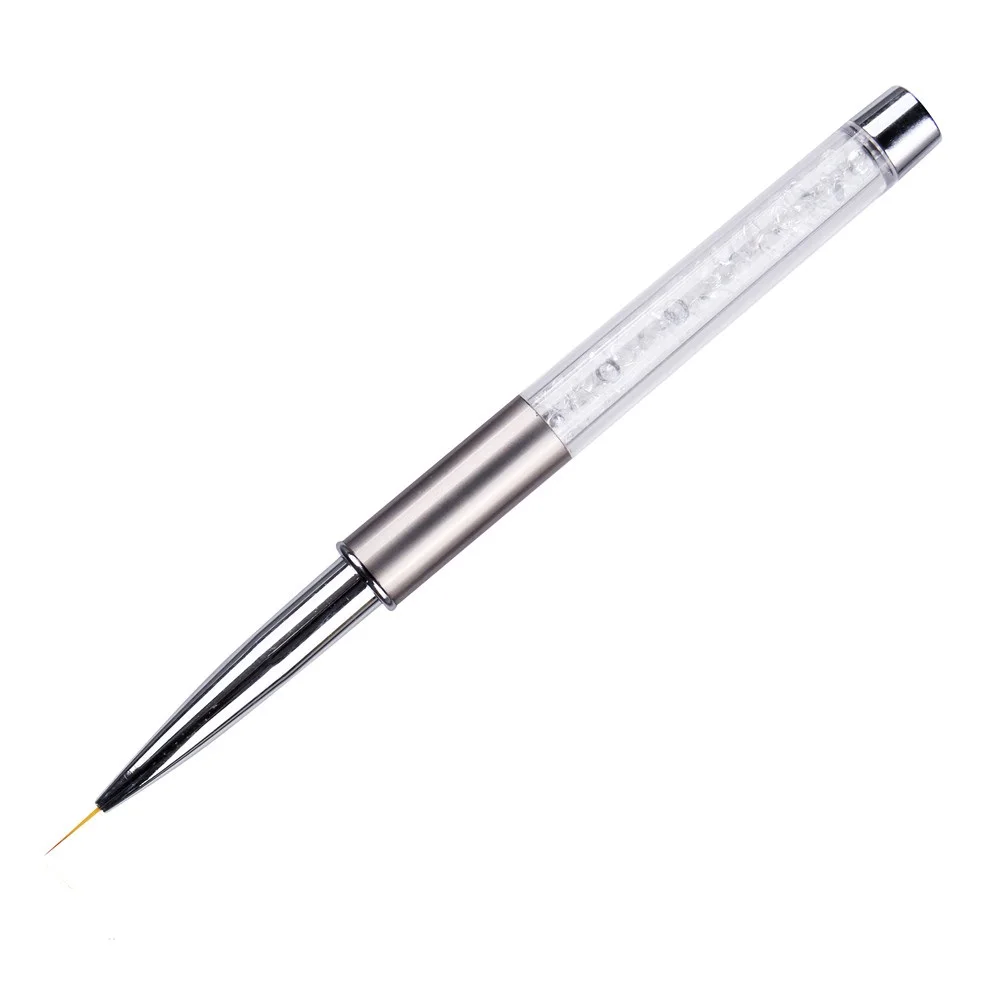 1pc 10mm Nail Art Brush Painting Flower Drawing Line Pen Manicure Crystal Rhinestone Metal Acrylic UV Gel Polish Tip Design Tool