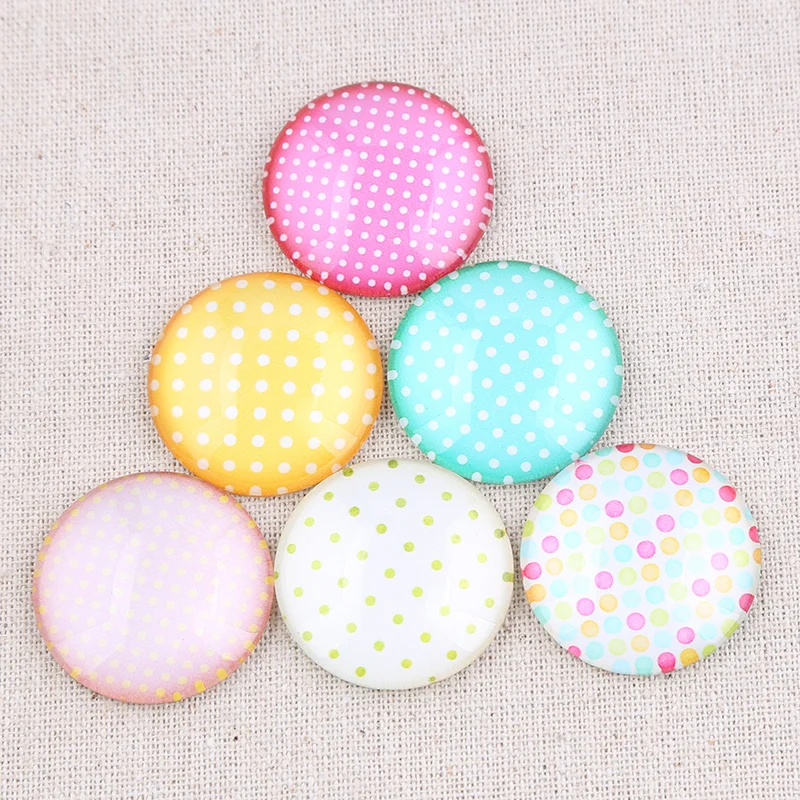 onwear mix podka dot color photo round glass cabochon 10mm 12mm 14mm 16mm 18mm 20mm diy jewelry components findings