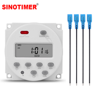 CN101A 12Vdc 220Vac Digital Timer Switch 7 Days Weekly Programmable Time Relay Programmer with 4 Spade Connecting Wires