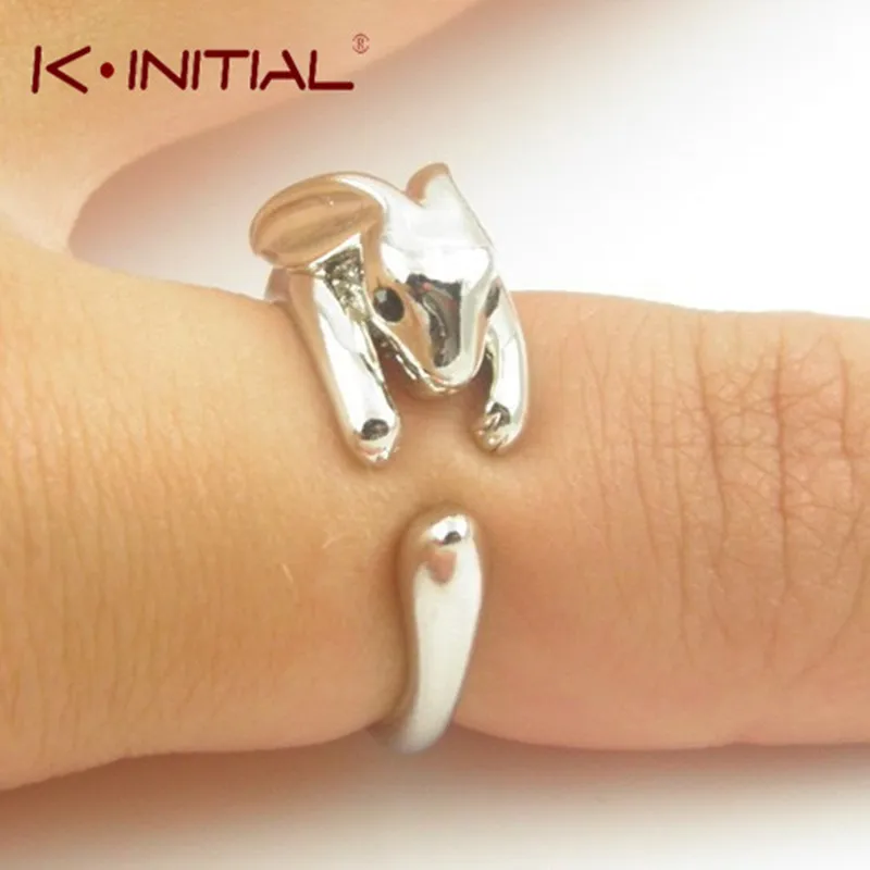 Kinitial 1PCS Adjustable Vintage Brass Tiny Bunny Animal Knuckle Ring Shiny Rabbit Rings Bijoux for Women Girls Jewelry Ring