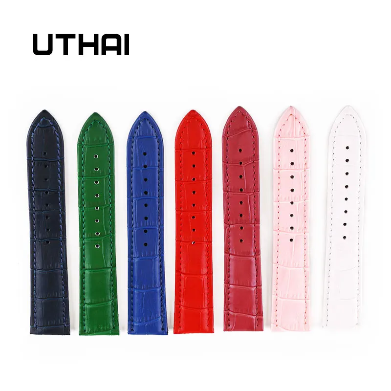 UTHAI Z09 plus Leather Watchbands 12-24mm Universal Watch Butterfly buckle Steel Buckle Strap Wrist Belt Bracelet + Tool