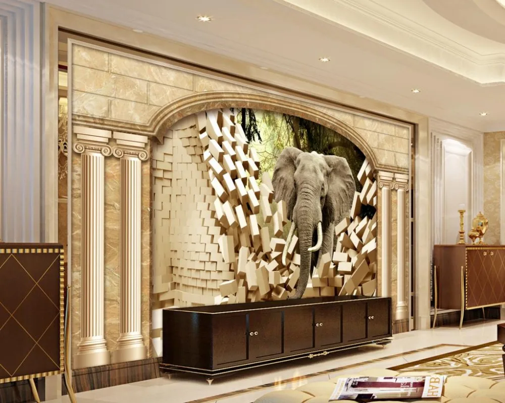 

papel de parede 3d wallpaper Ancient Rome custom 3d photo elephant wall murals decoration home hotel