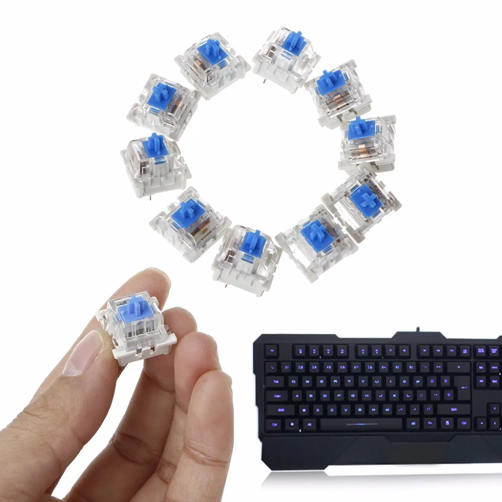 10Pcs 3 Pin Mechanical Keyboard Switch Blue/Red/Black/Brown Replacement For Gateron Cherry MX Switch Keyboard