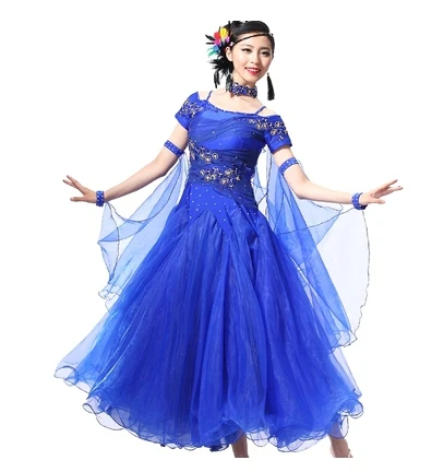 

New Luxurious Women Standard Ballroom Performance Long Dress,Waltz/Tango/Fox-trot/Galop Professional Stage Competition Costume