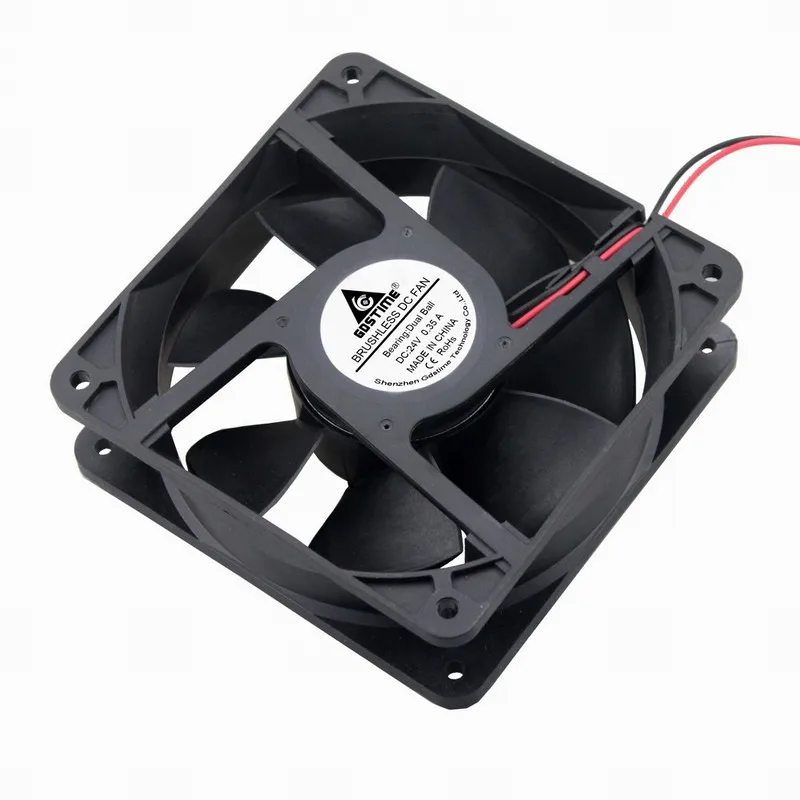 

Gdstime 1 Piece 12cm Computer PC Brushless DC Cooling Fan 24V 120mm*120mm*38mm Dual Ball 120mm x 38mm 2Pin 12038B 0.35A 3000RPM