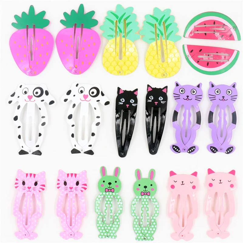 2-6 pz/set Cute Cartoon Per Bambini Accessori Per Capelli Copricapi Ananas Frutta Animale Forcelle Del Bambino di Colore Della Caramella Arcobaleno