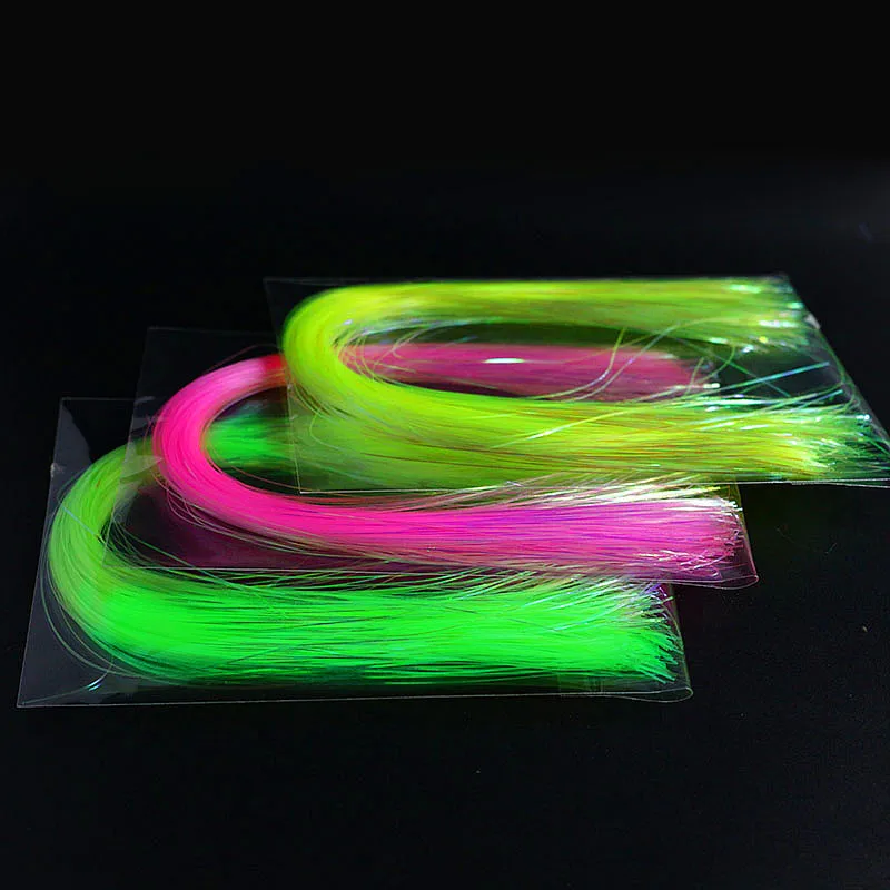 Hot 6packs/set UV fluo Flashabou Tinsel twist type or flat type UV hue tinsels synthetic tying material for steelhead streamers