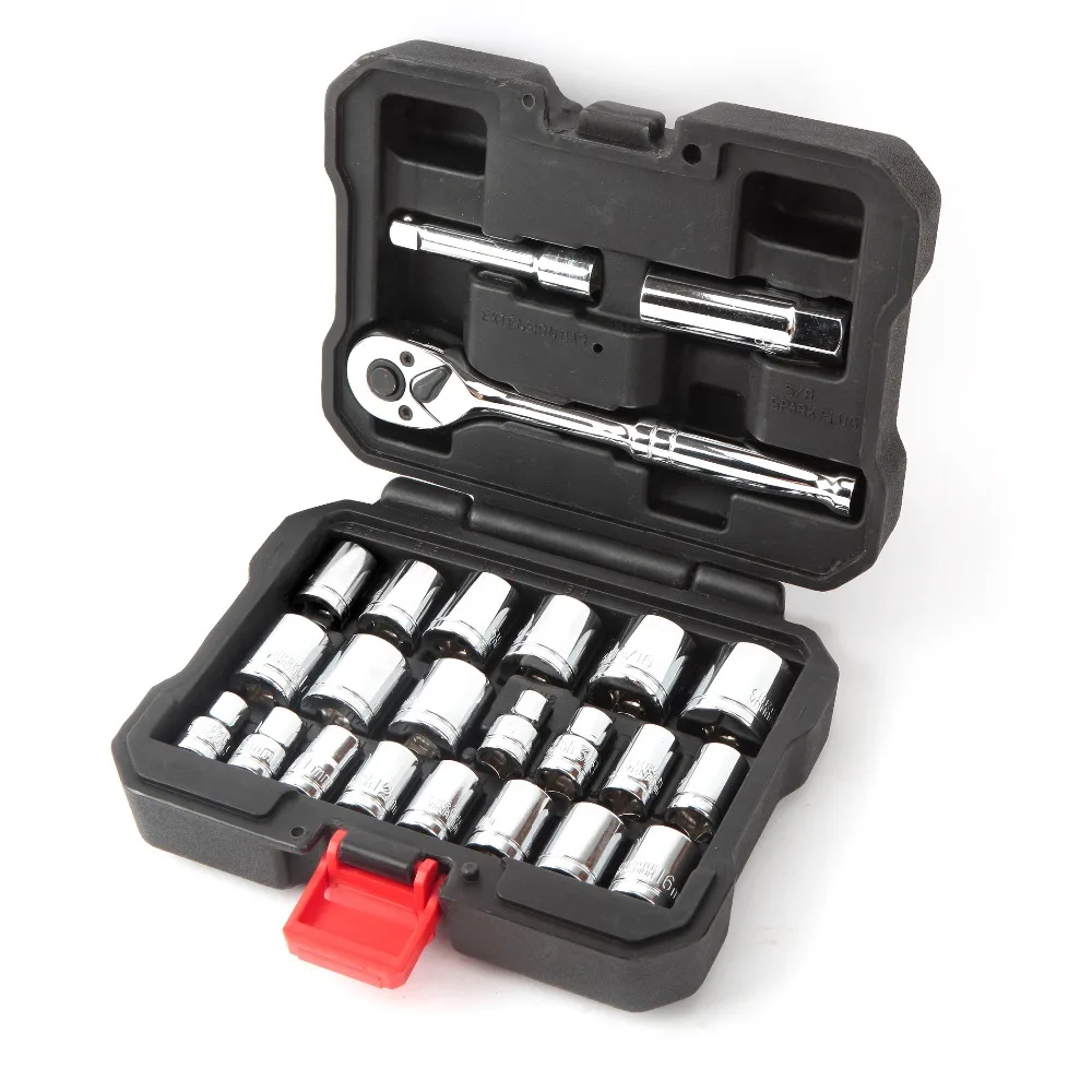 Workpro 24pc conjunto de ferramentas chave soquete conjunto 3/8 "chave de catraca soquete chave inglesa