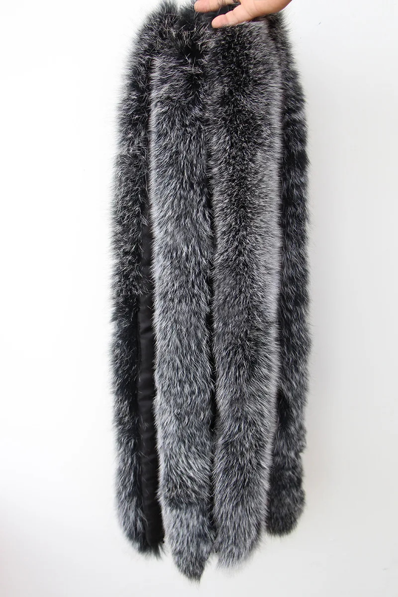 100% Natural Real Fox Fur Collar Women Scarf Winter Coat Neck Cap Long Warm Genuine Real Fur Scarf 12-31