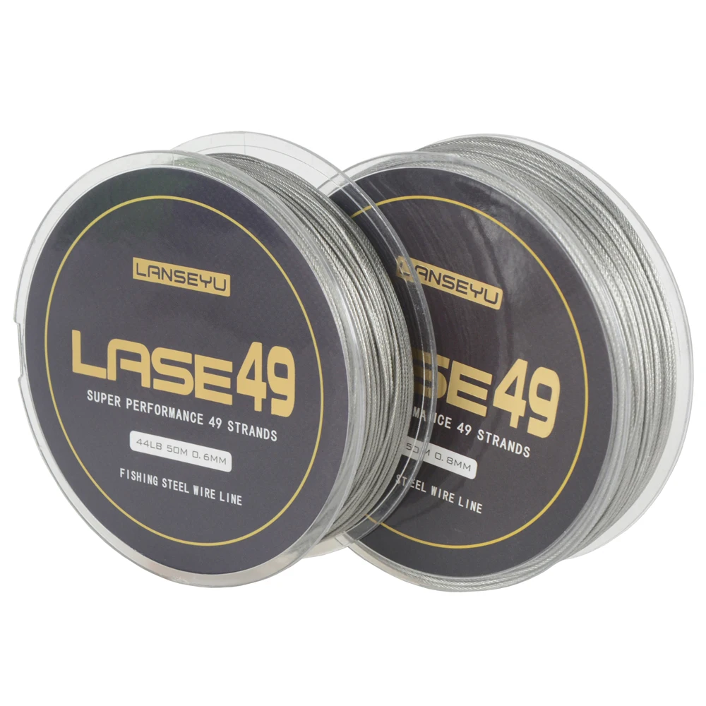 LANSEYU 50M 49 Strands Stainless Steel Wire Fishing line Wire Trace with Coating Wire Leader Coating Jigging Wire Lead Fish Line