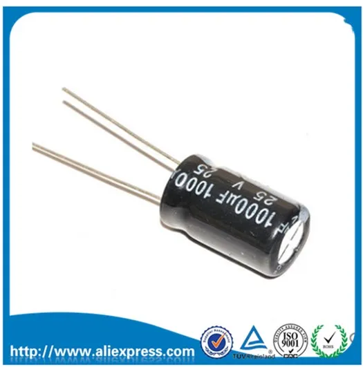 100PCS 1000UF 25V 25 V / 1000 UF Aluminum electrolytic capacitor 25V 1000UF Size 10*17mm Electrolytic capacitor