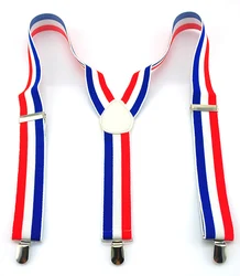 New 3.5cm Wide 6 Stripes Suspenders Men Unisex Clip-on Braces Elastic Suspensorio Fashion 