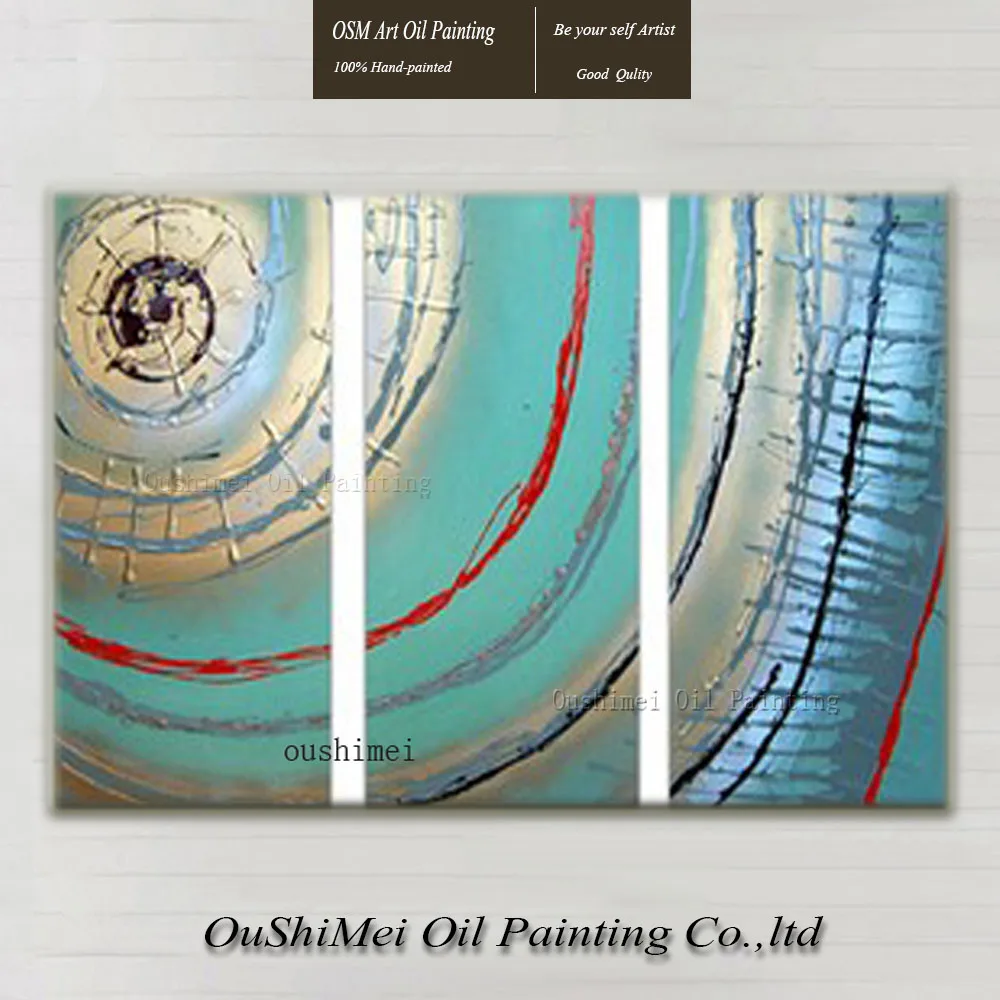 

Hand Painted Frameless Picture On Canvas Blue Oil Painting Home Decorative Painting 3 Piece Abstract Line Painting Wall Art
