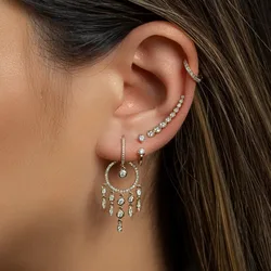 Elegance wedding engagement moving dangle Chandelier Earrings cz tassel drop gorgeous women jewelry
