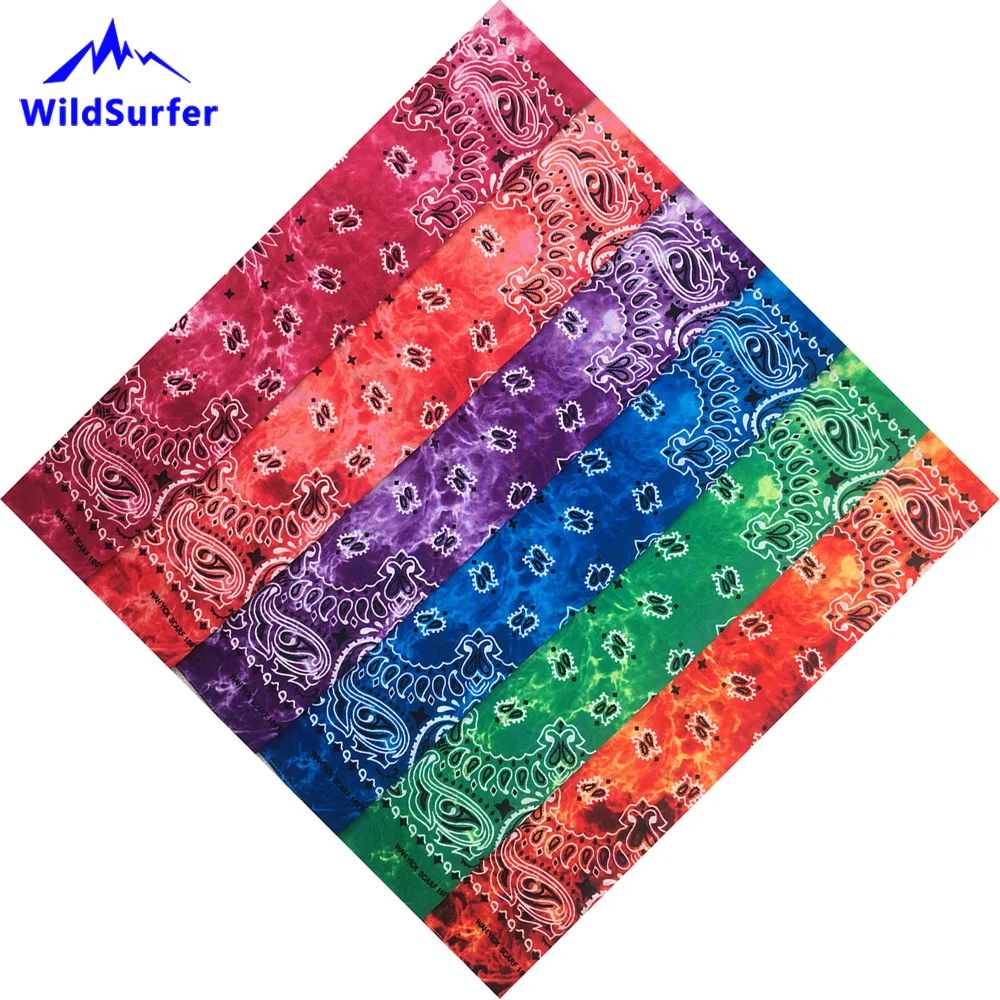 Bandana de algodão para homens e mulheres, aquecedor de pescoço, chapéu de caju tingido com gravata, pulseira esportiva, redecilla, máscara, paisley, lenços hiphop