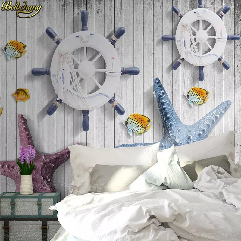 

beibehang Custom papel de parede 3D Mediterranean nautical starfish wallpaper for bedroom walls background wall paper painting