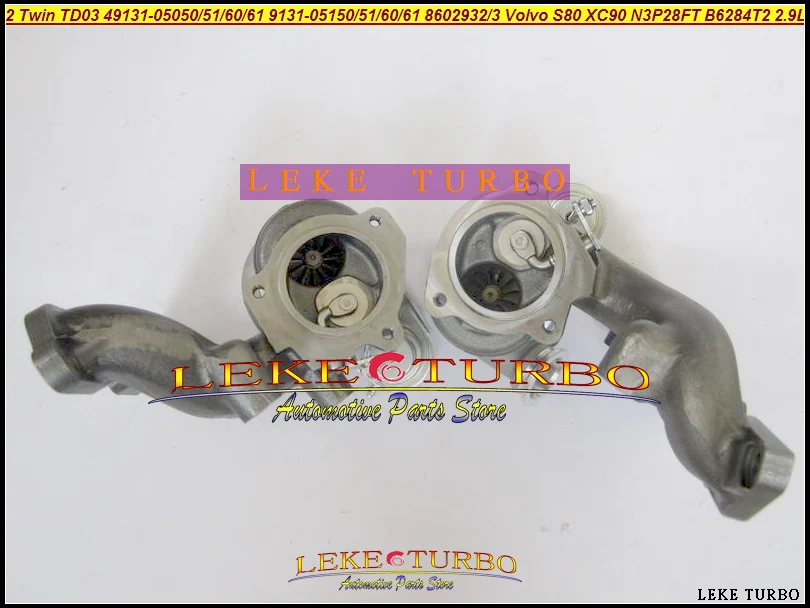 2 Twin Turbo TD03 49131-05050 49131-05060 49131-05150 49131-05160 8602932 8602933 For Volvo S80 XC90 2.9T N3P28FT B6284T B6284T2